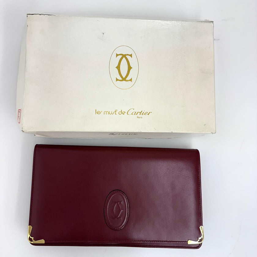 Cartier Borsa Must de Cartier Vintage in Pelle Bordeaux