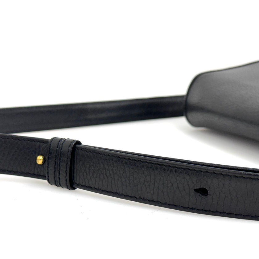 Cartier Borsa a tracolla in pelle martellata nera con logo frontale