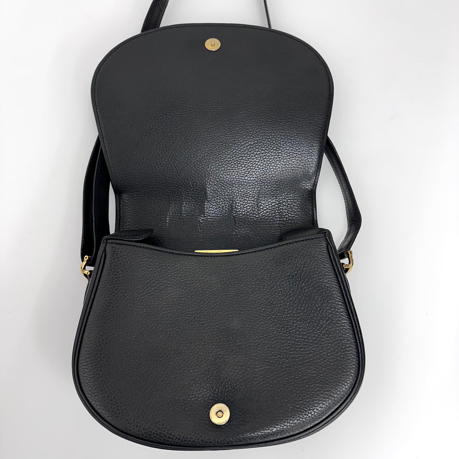 Cartier Borsa a tracolla in pelle martellata nera con logo frontale