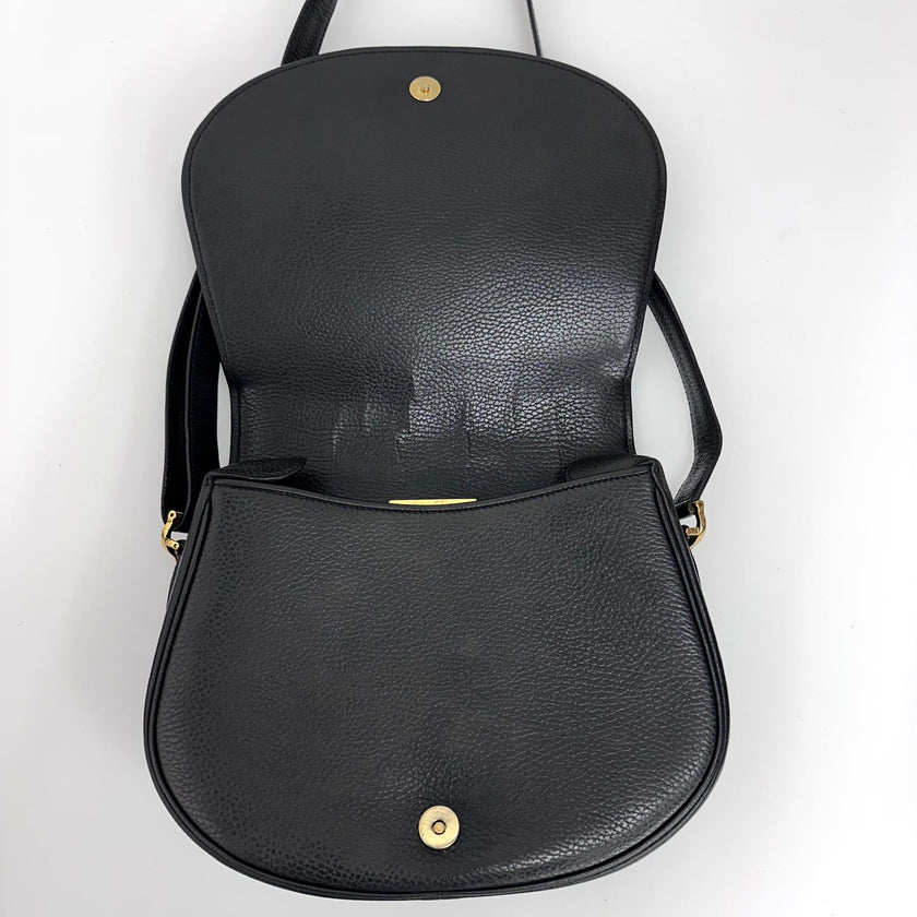 Cartier Borsa a tracolla in pelle martellata nera con logo frontale