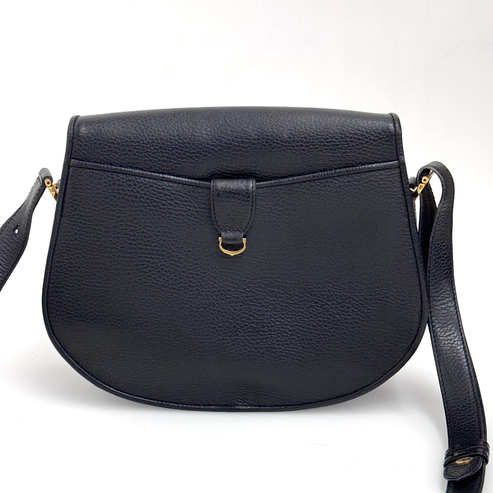 Cartier Borsa a tracolla in pelle martellata nera con logo frontale