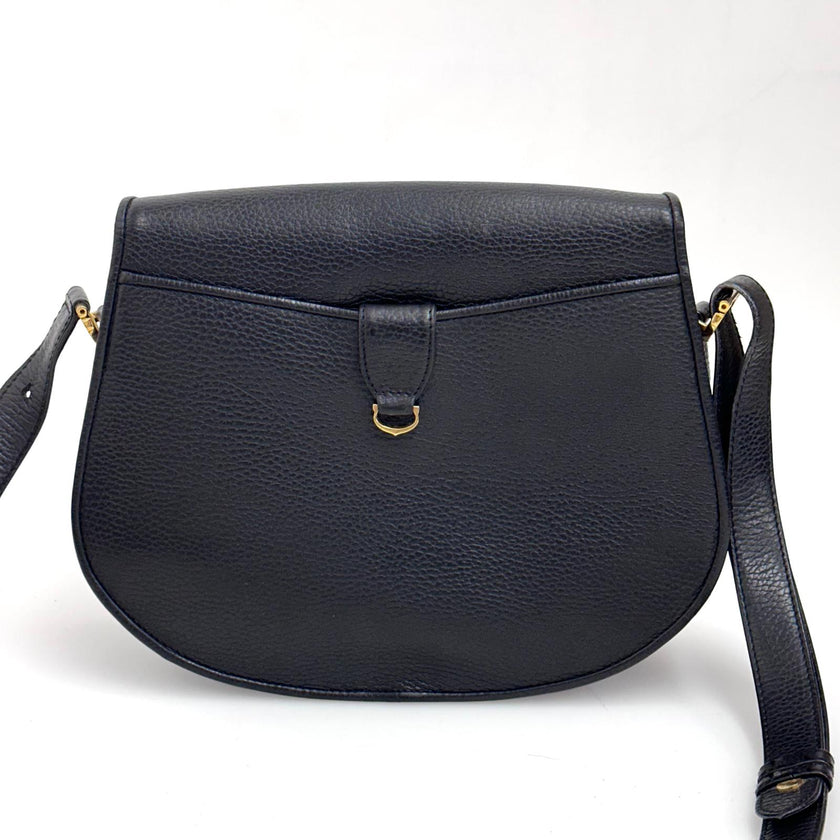 Cartier Borsa a tracolla in pelle martellata nera con logo frontale