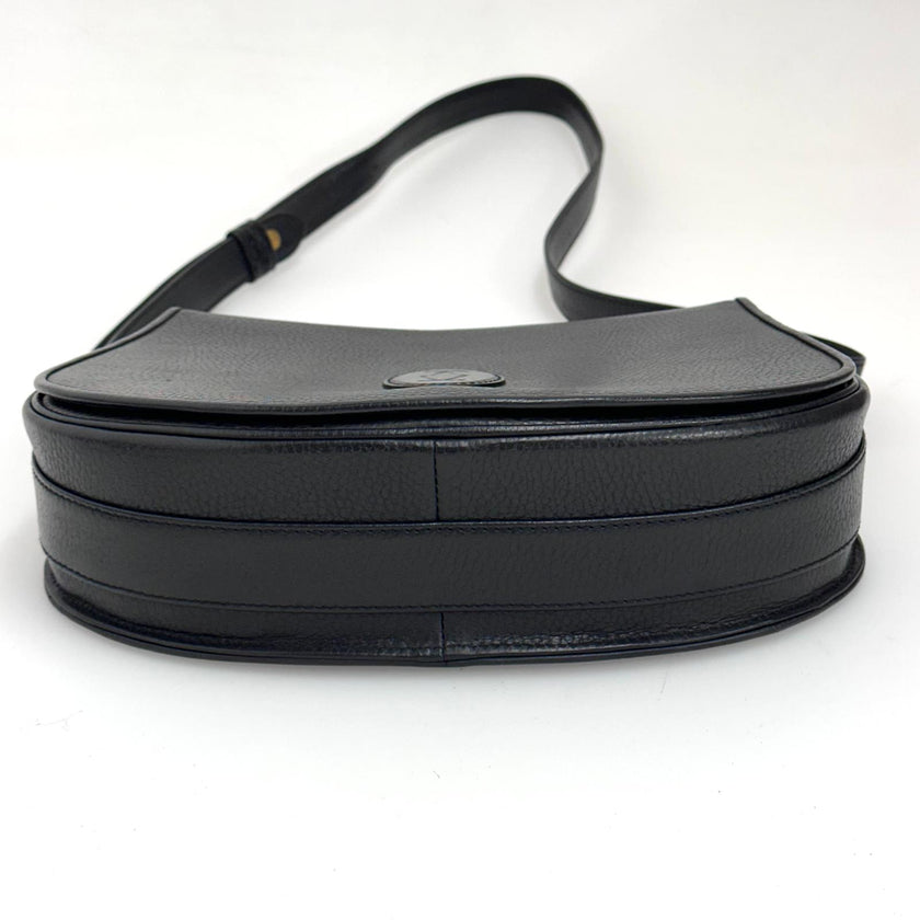 Cartier Borsa a tracolla in pelle martellata nera con logo frontale