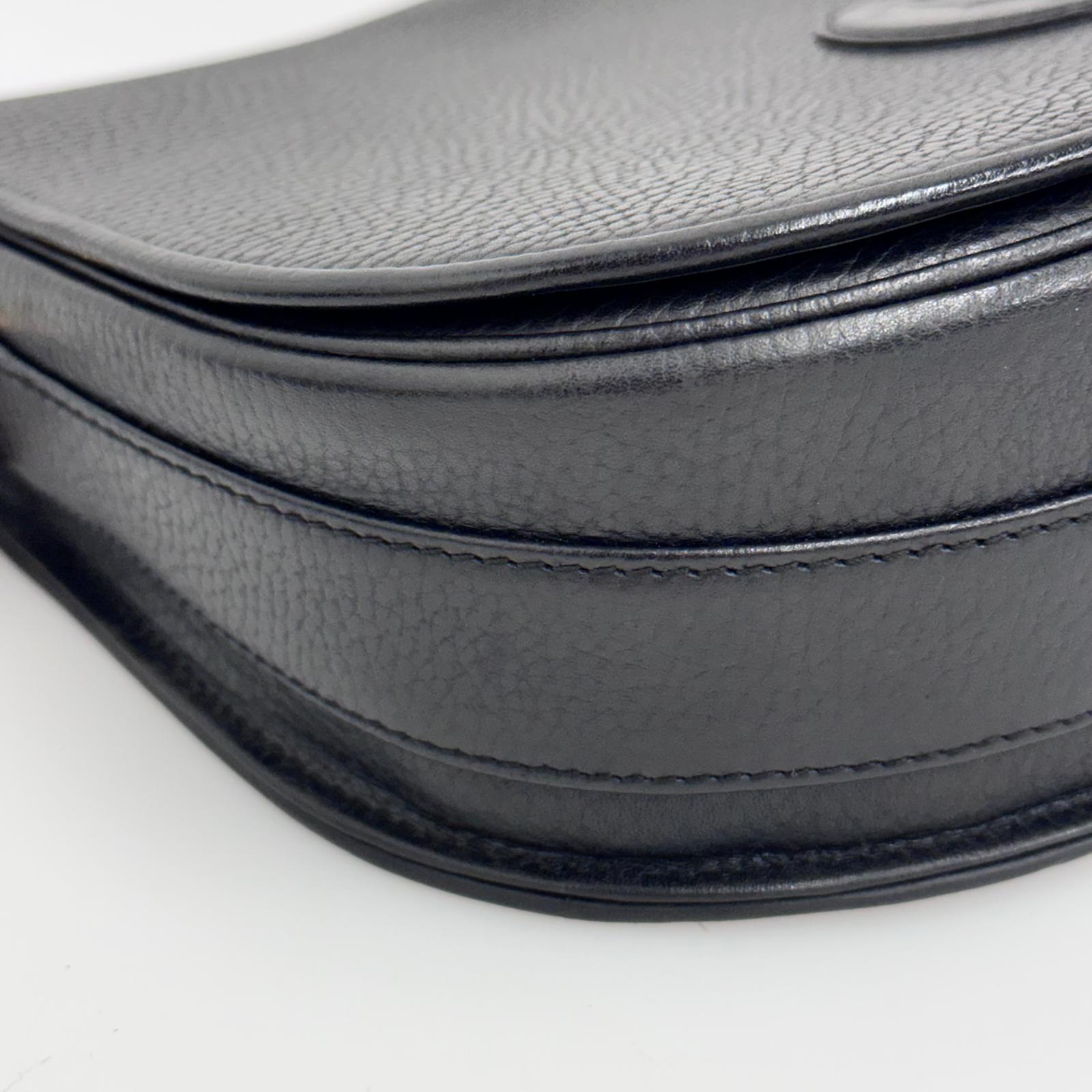 Cartier Borsa a tracolla in pelle martellata nera con logo frontale