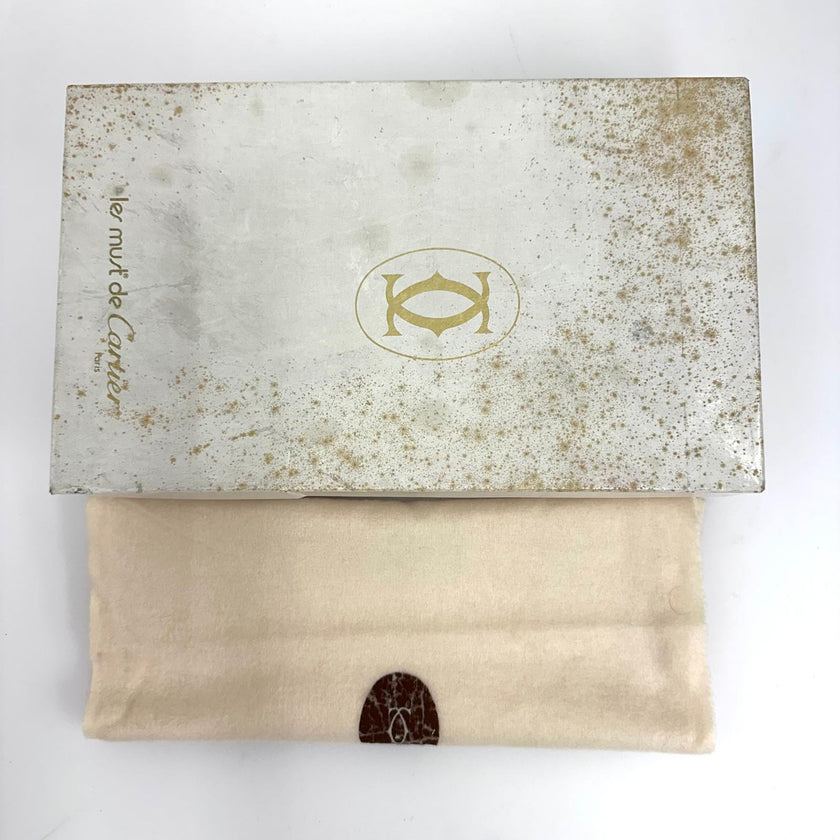 Cartier Borsa clutch in pelle bordeaux con logo centrale