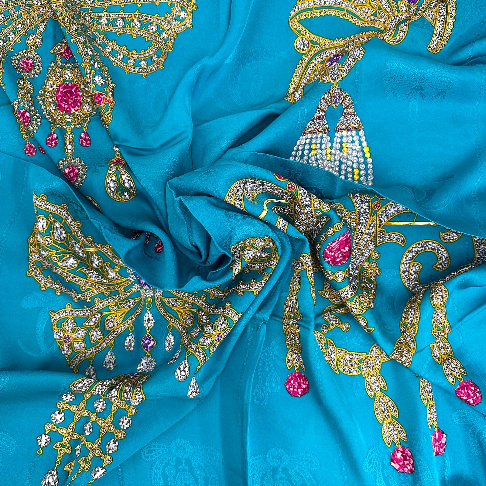 Cartier Foulard in Seta “Noeuds et Bijoux” Turchese