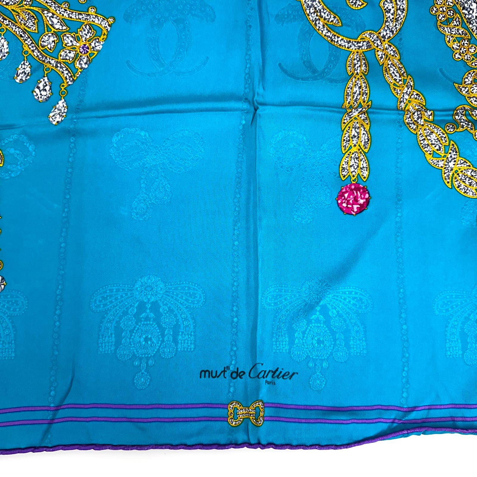 Cartier Foulard in Seta “Noeuds et Bijoux” Turchese