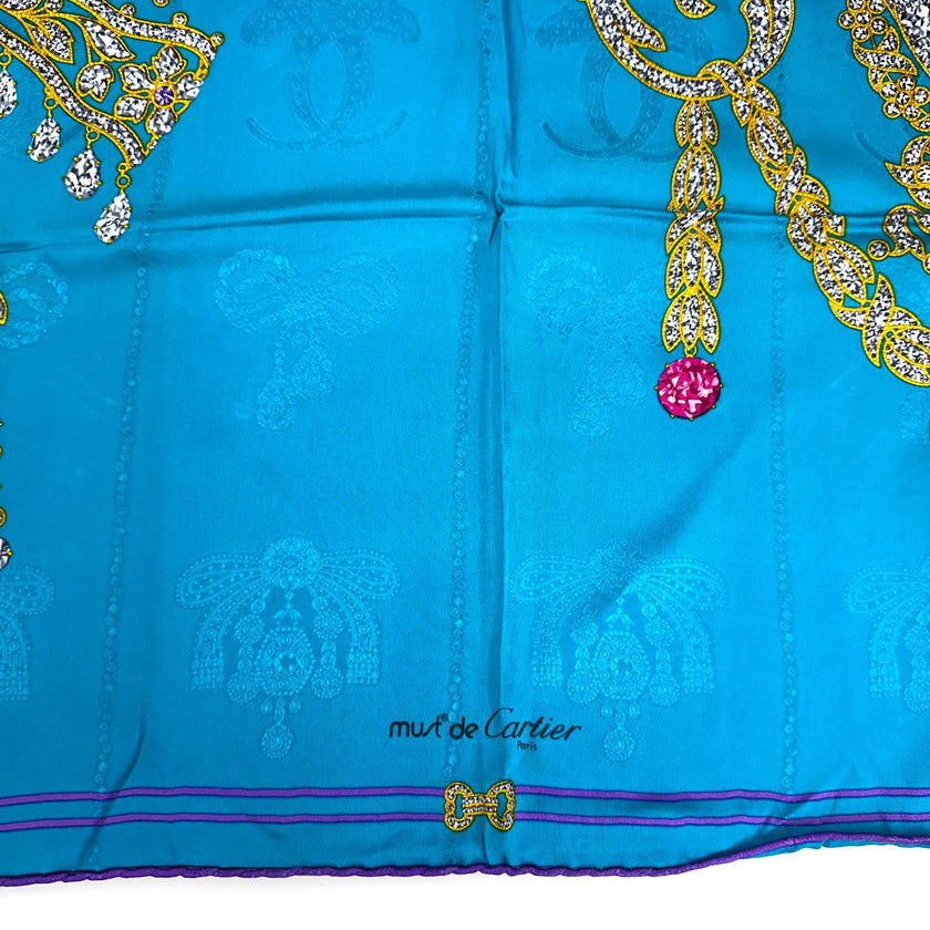 Cartier Foulard in Seta “Noeuds et Bijoux” Turchese