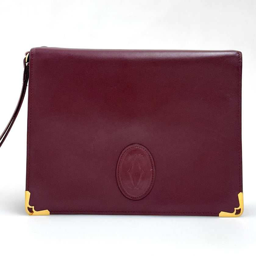 Cartier Pochette Vintage Bordeaux in Pelle