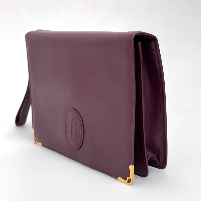 Cartier Pochette Vintage Bordeaux in Pelle