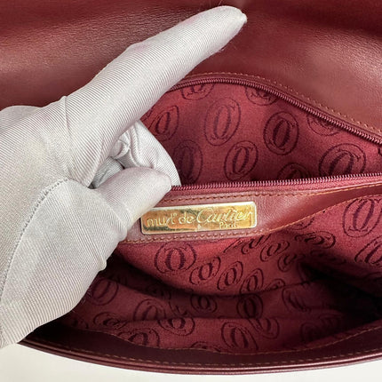 Cartier Must Maxi Pouch · Bordeaux · Vintage anni '80