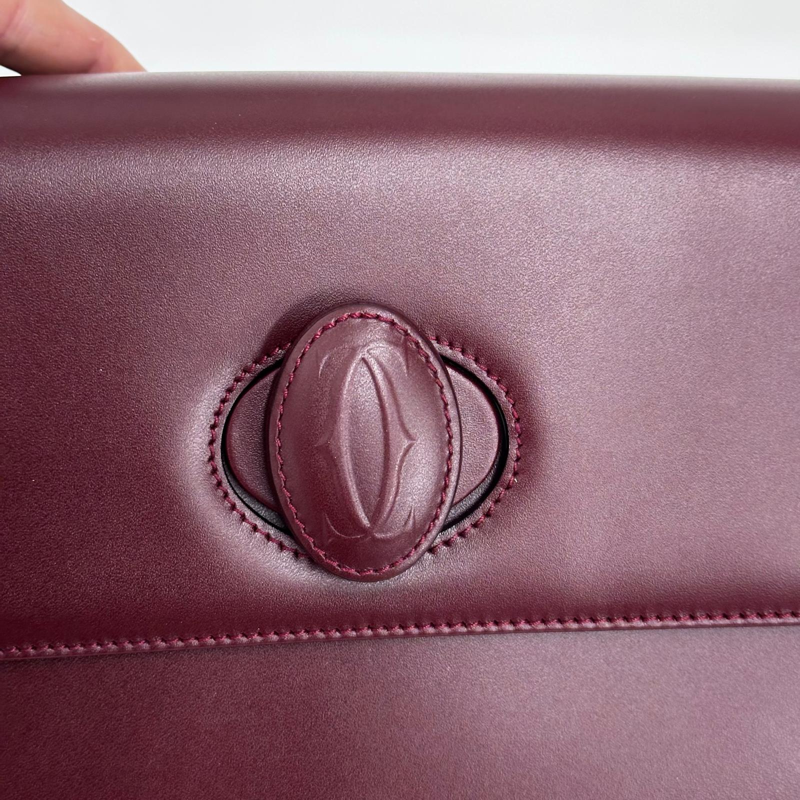 Cartier borsa a spalla vintage Must de Cartier in pelle burgundy full set