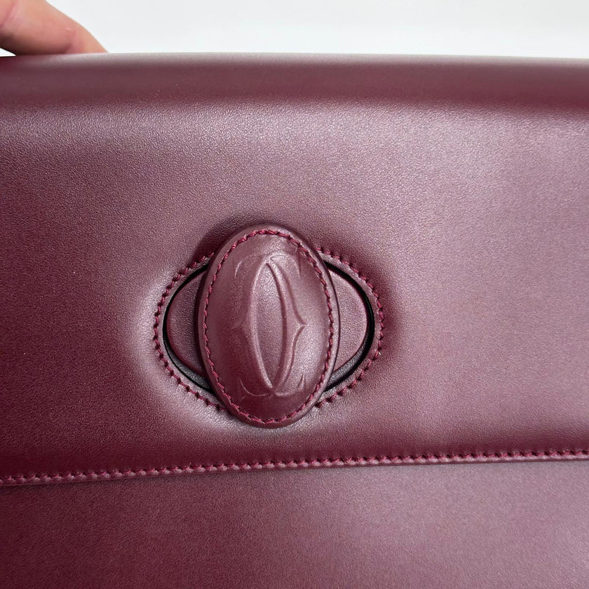 Cartier borsa a spalla vintage Must de Cartier in pelle burgundy full set