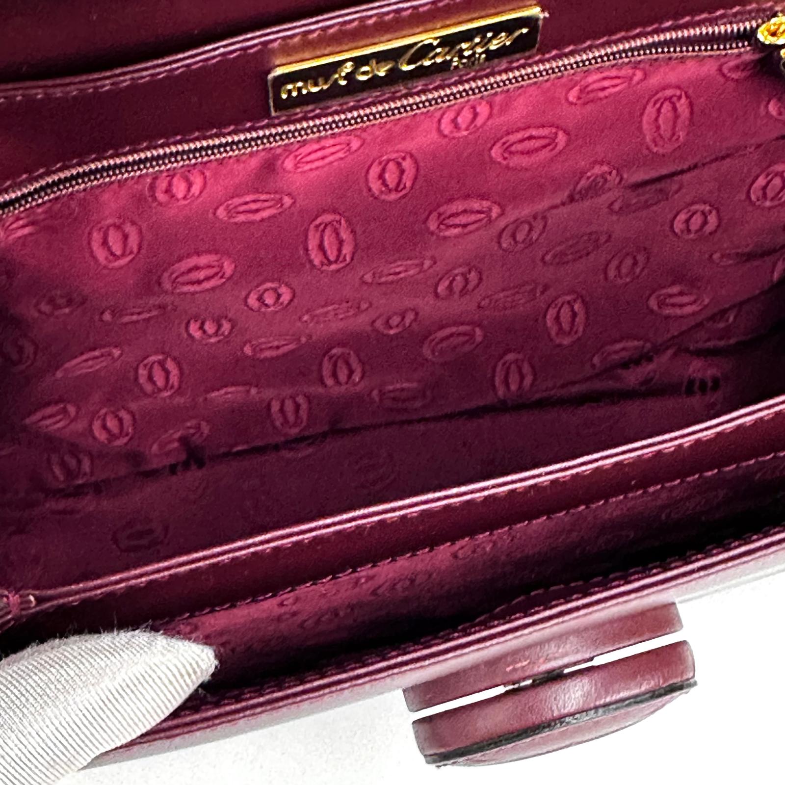 Cartier borsa a spalla vintage Must de Cartier in pelle burgundy full set