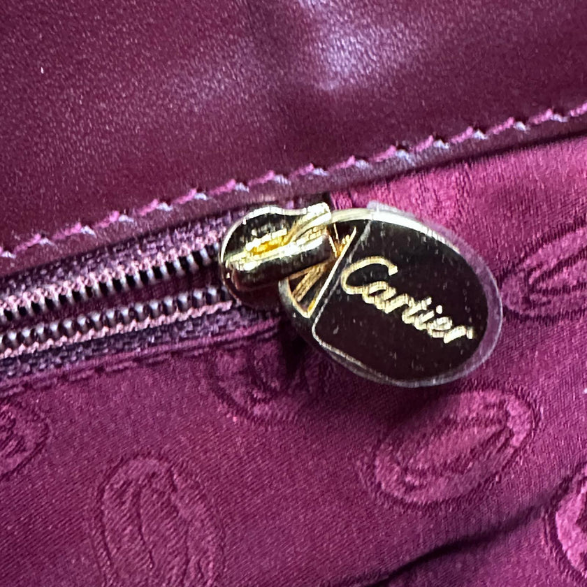 Cartier borsa a spalla vintage Must de Cartier in pelle burgundy full set