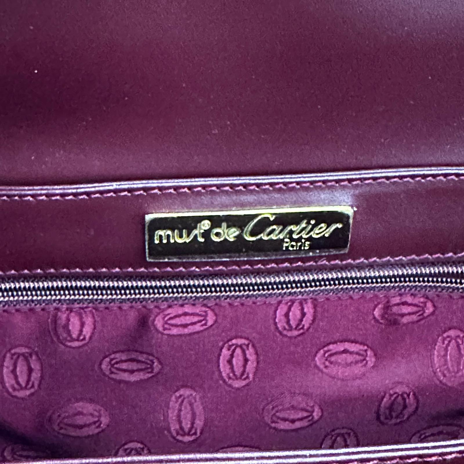 Cartier borsa a spalla vintage Must de Cartier in pelle burgundy full set