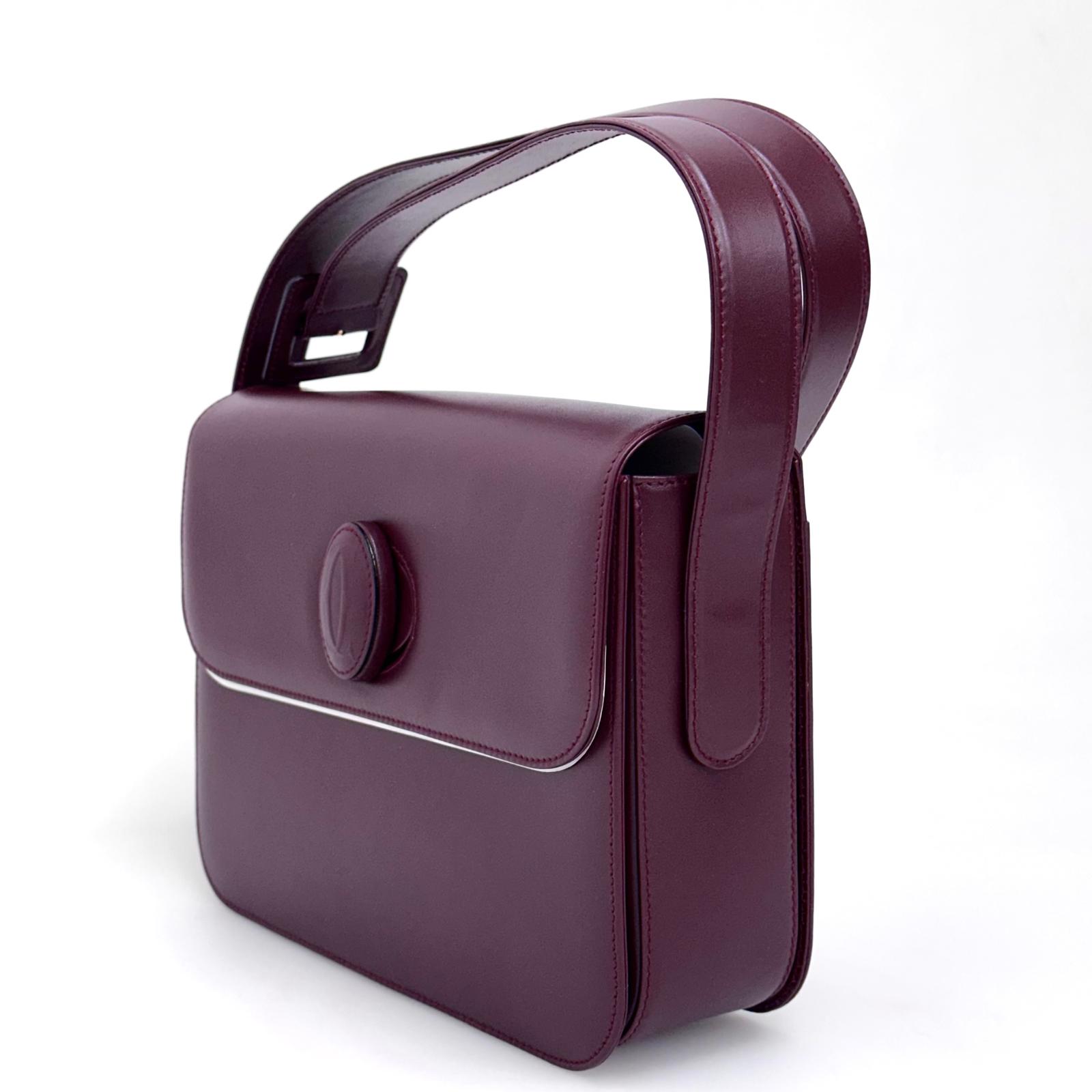 Cartier borsa a spalla vintage Must de Cartier in pelle burgundy full set