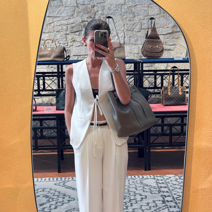 Céline Borsa Cabas Phantom in Pelle Martellata Taupe