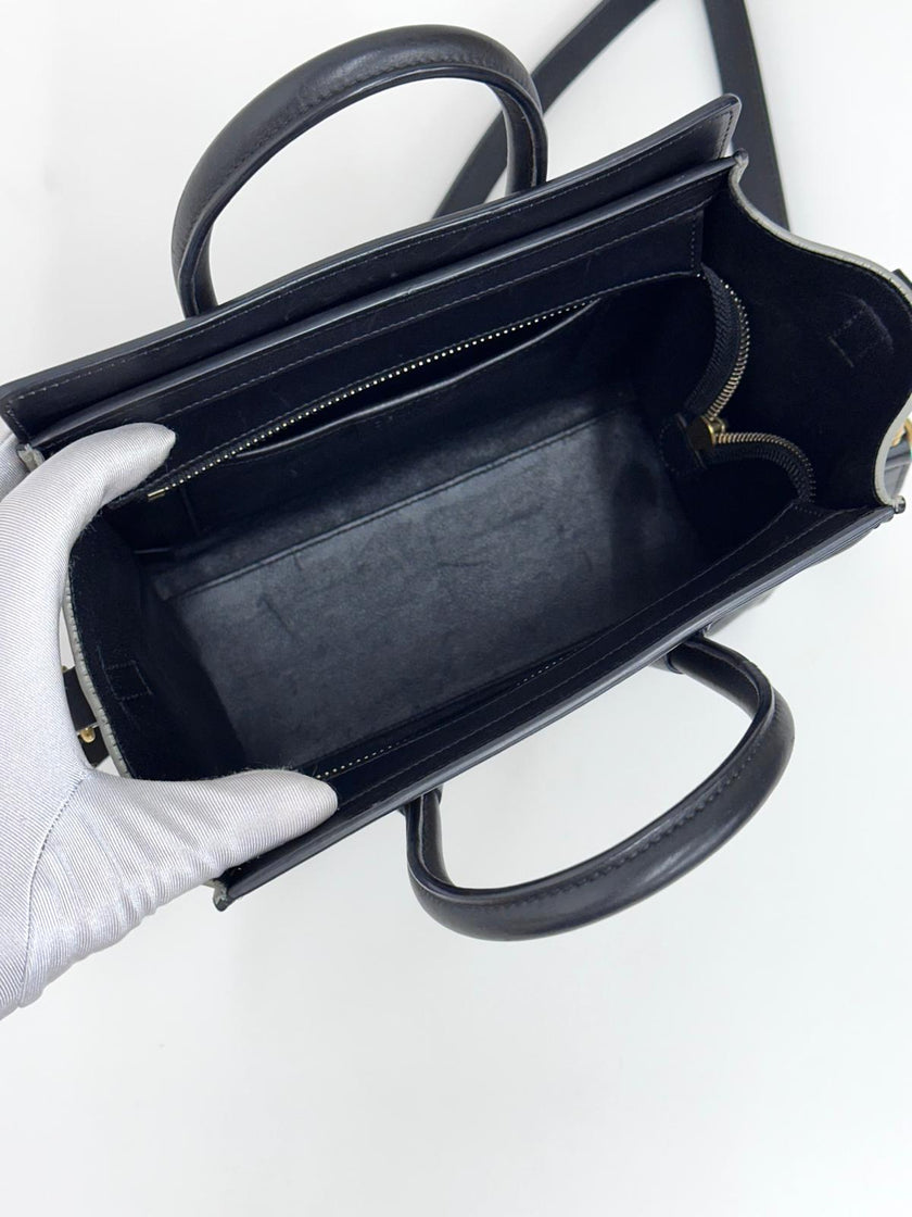Céline Borsa Luggage Nano in Pelle Verde Militare, Salvia e Nero
