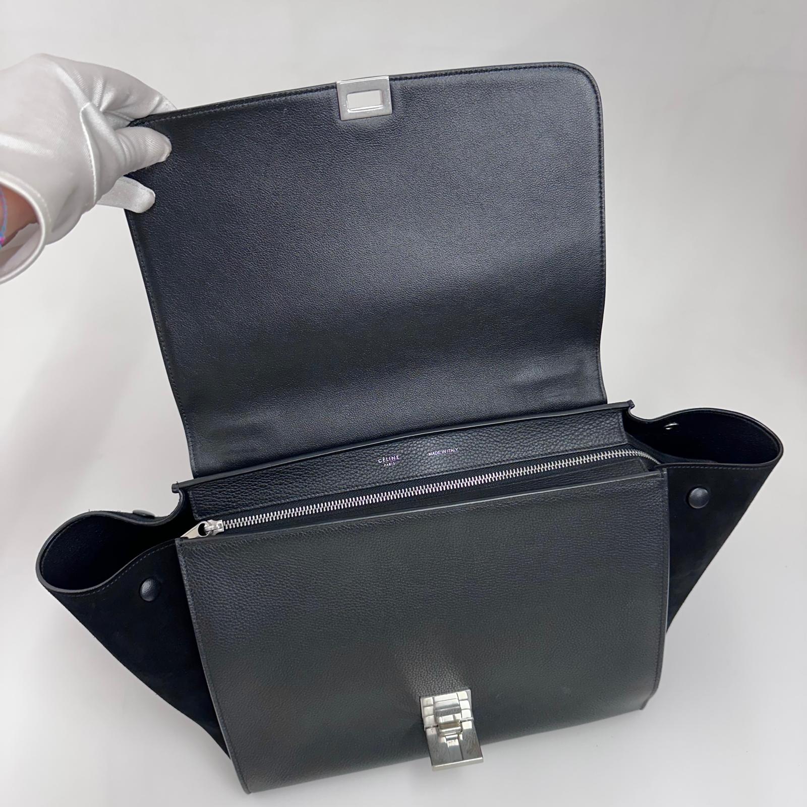 Céline Borsa Trapeze Medium in Pelle e Suede Nero