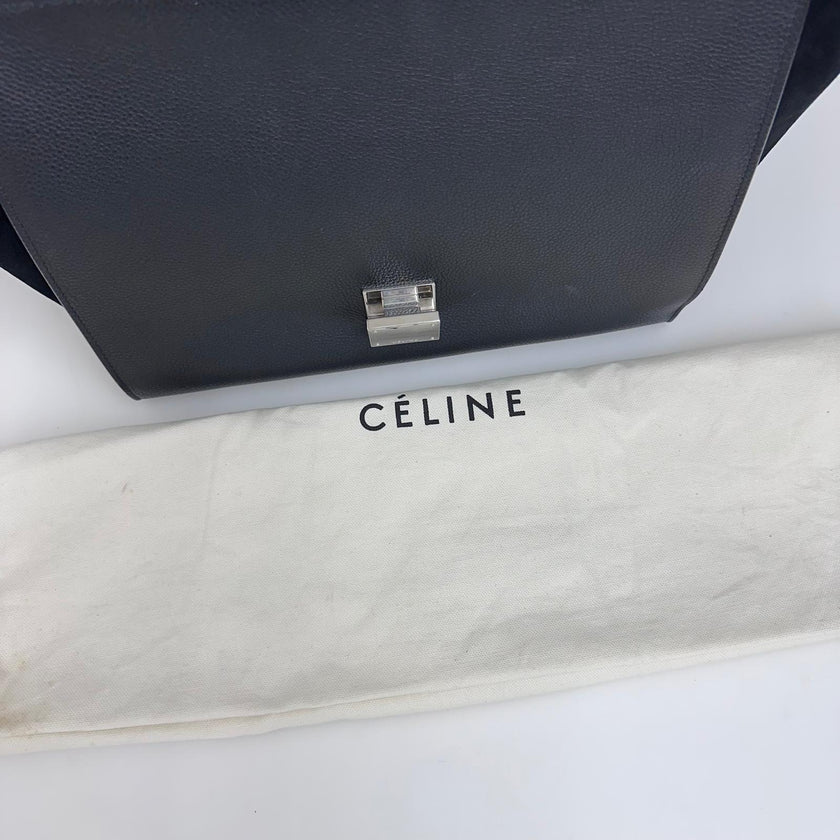 Céline Borsa Trapeze Medium in Pelle e Suede Nero