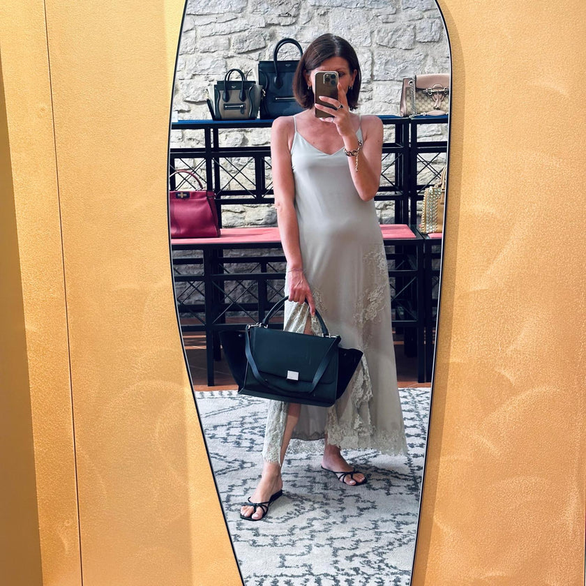 Céline Borsa Trapeze Medium in Pelle e Suede Nero