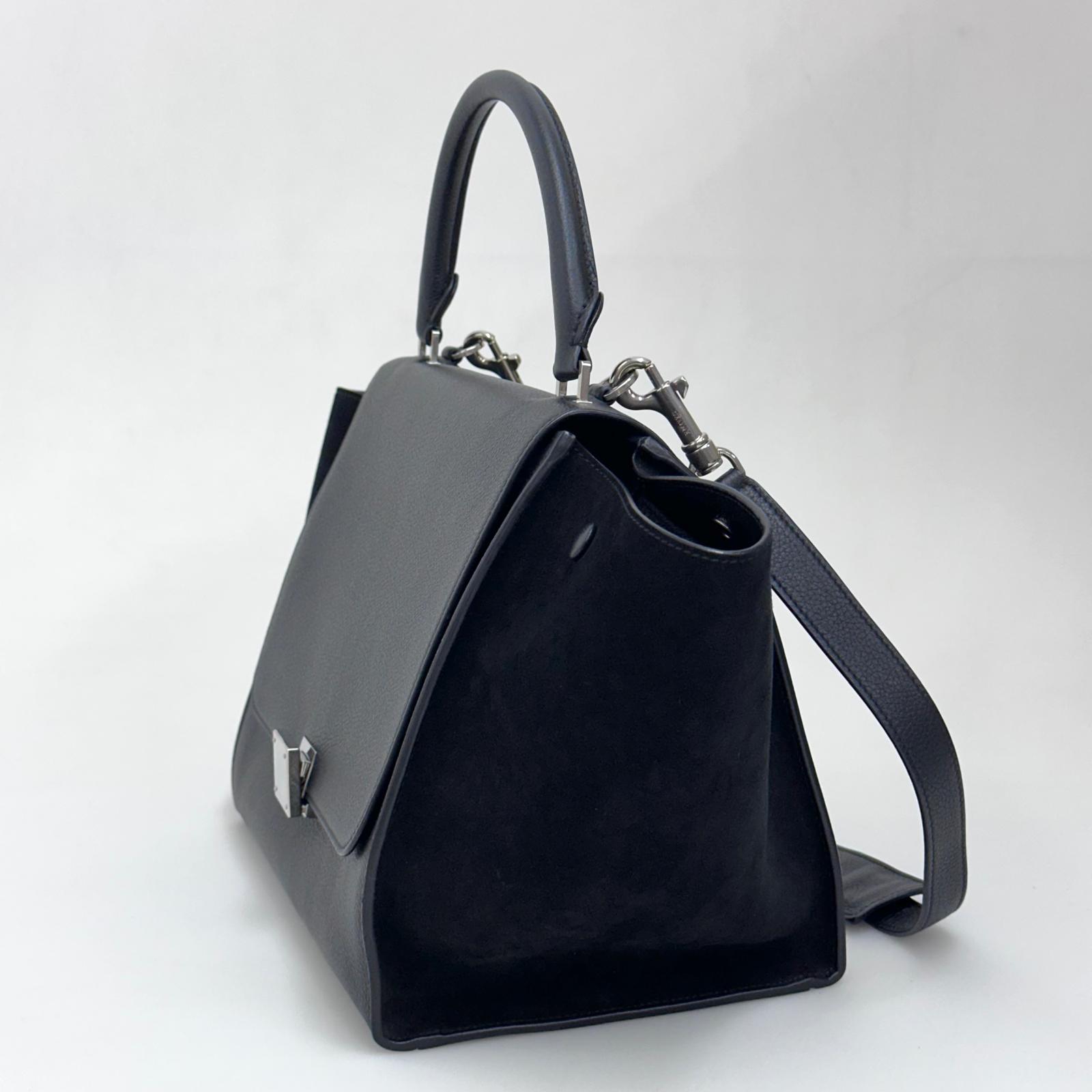 Céline Borsa Trapeze Medium in Pelle e Suede Nero