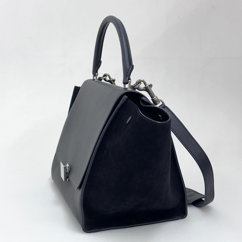 Céline Borsa Trapeze Medium in Pelle e Suede Nero