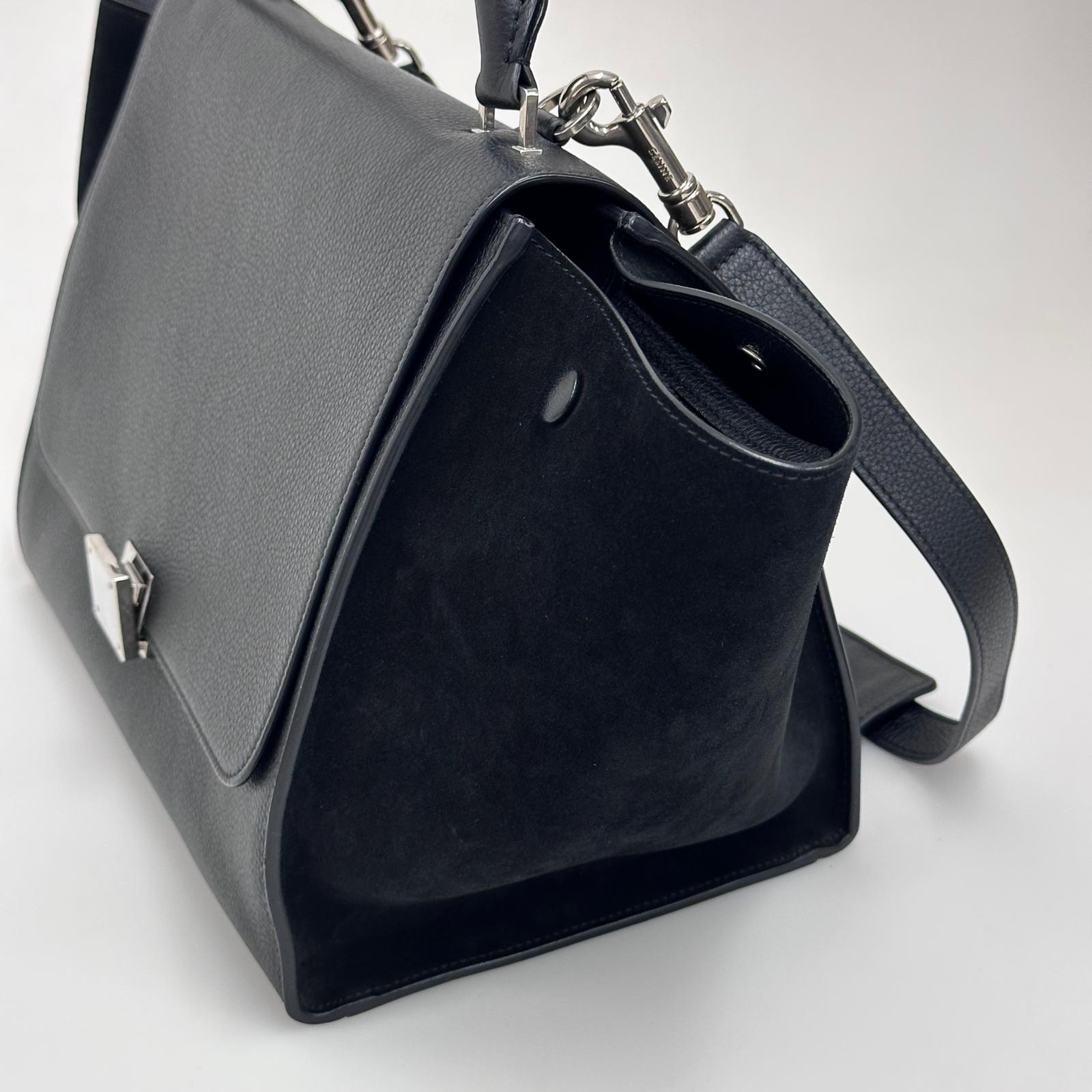 Céline Borsa Trapeze Medium in Pelle e Suede Nero