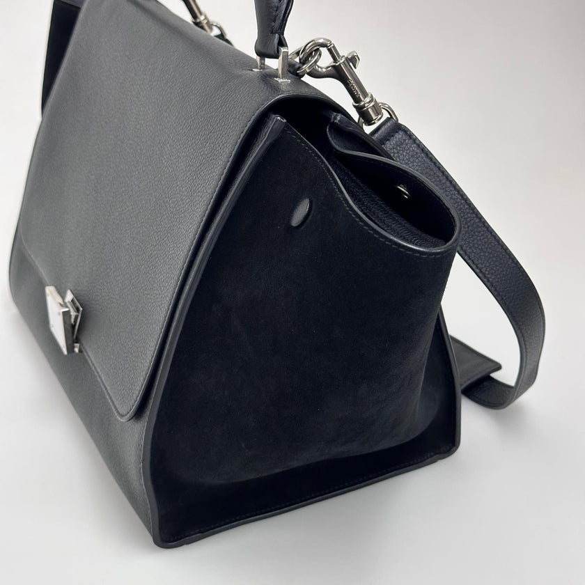 Céline Borsa Trapeze Medium in Pelle e Suede Nero