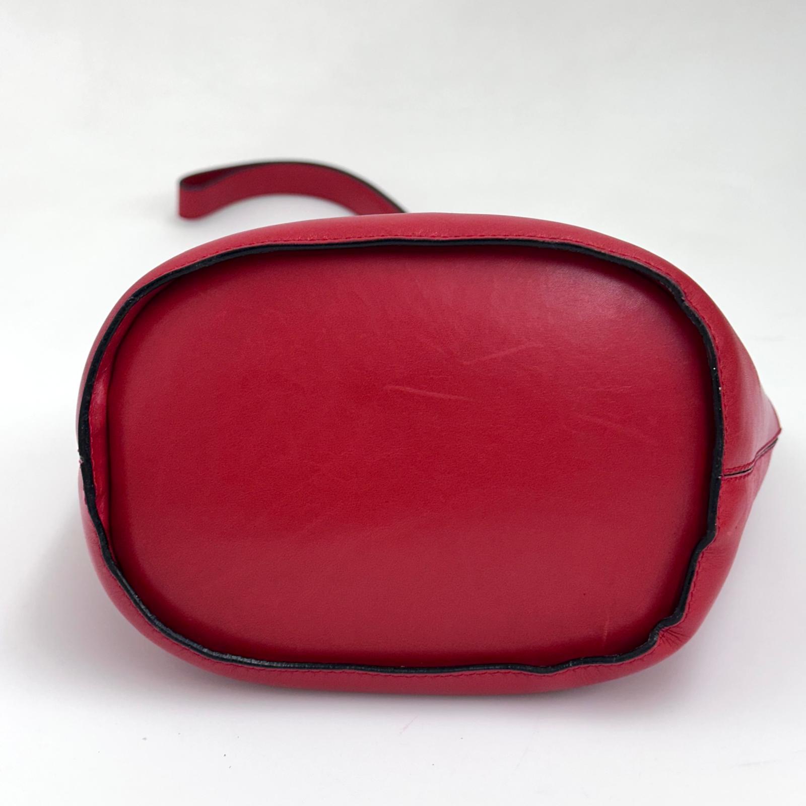 Céline Borsa Vintage Secchiello in Pelle Rossa con Anello Logo Dorato