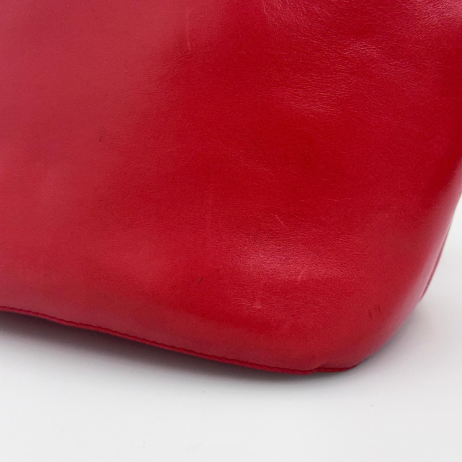 Céline Borsa Vintage Secchiello in Pelle Rossa con Anello Logo Dorato