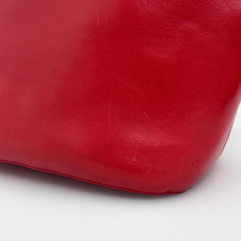 Céline Borsa Vintage Secchiello in Pelle Rossa con Anello Logo Dorato