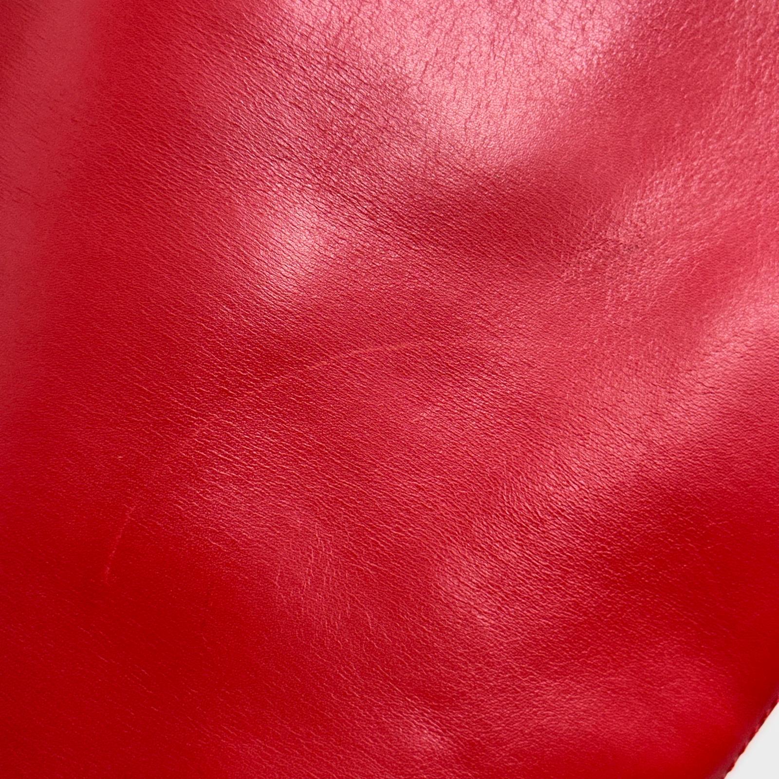 Céline Borsa Vintage Secchiello in Pelle Rossa con Anello Logo Dorato