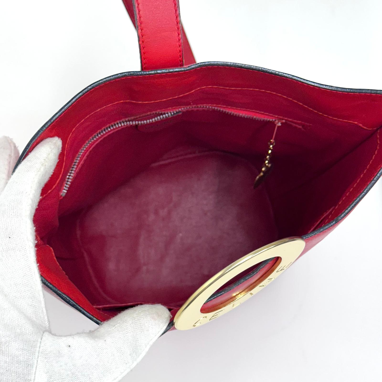 Céline Borsa Vintage Secchiello in Pelle Rossa con Anello Logo Dorato