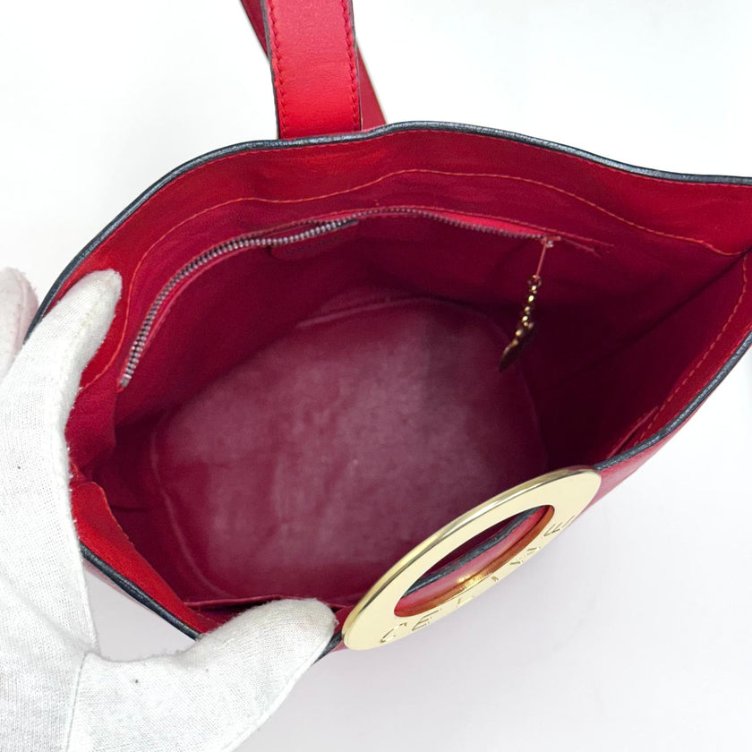 Céline Borsa Vintage Secchiello in Pelle Rossa con Anello Logo Dorato