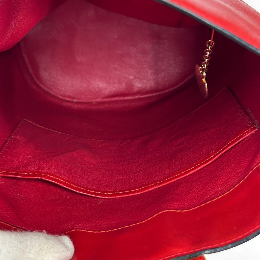 Céline Borsa Vintage Secchiello in Pelle Rossa con Anello Logo Dorato