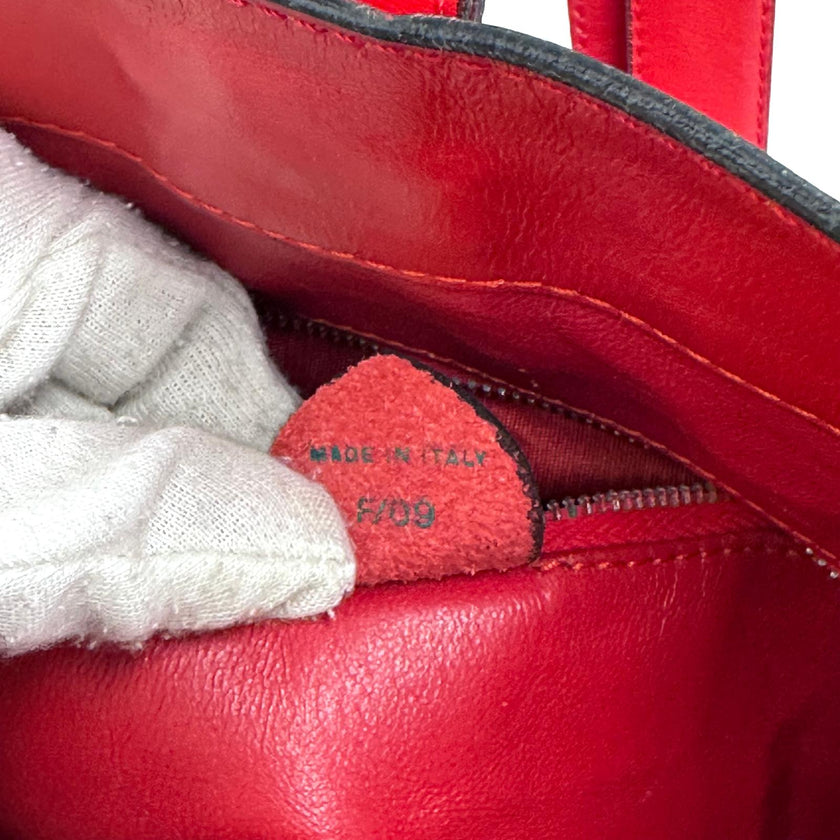 Céline Borsa Vintage Secchiello in Pelle Rossa con Anello Logo Dorato