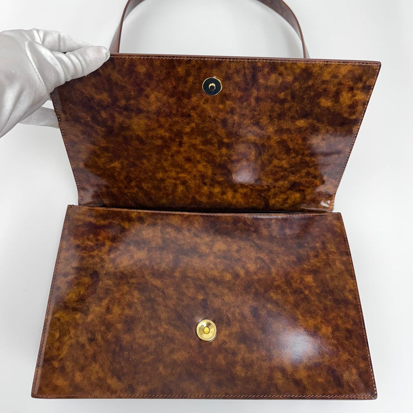 Céline Borsa Vintage Tweed Noisette in Pelle Effetto Radica