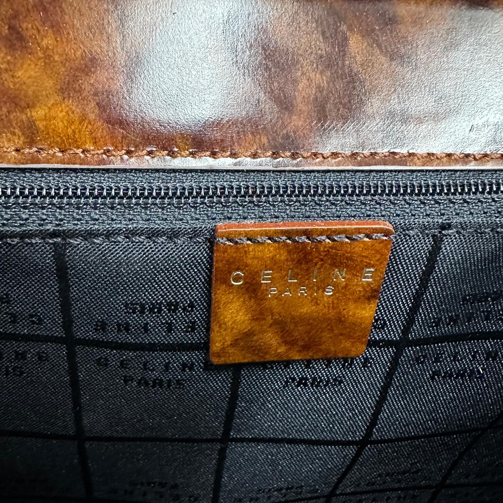 Céline Borsa Vintage Tweed Noisette in Pelle Effetto Radica
