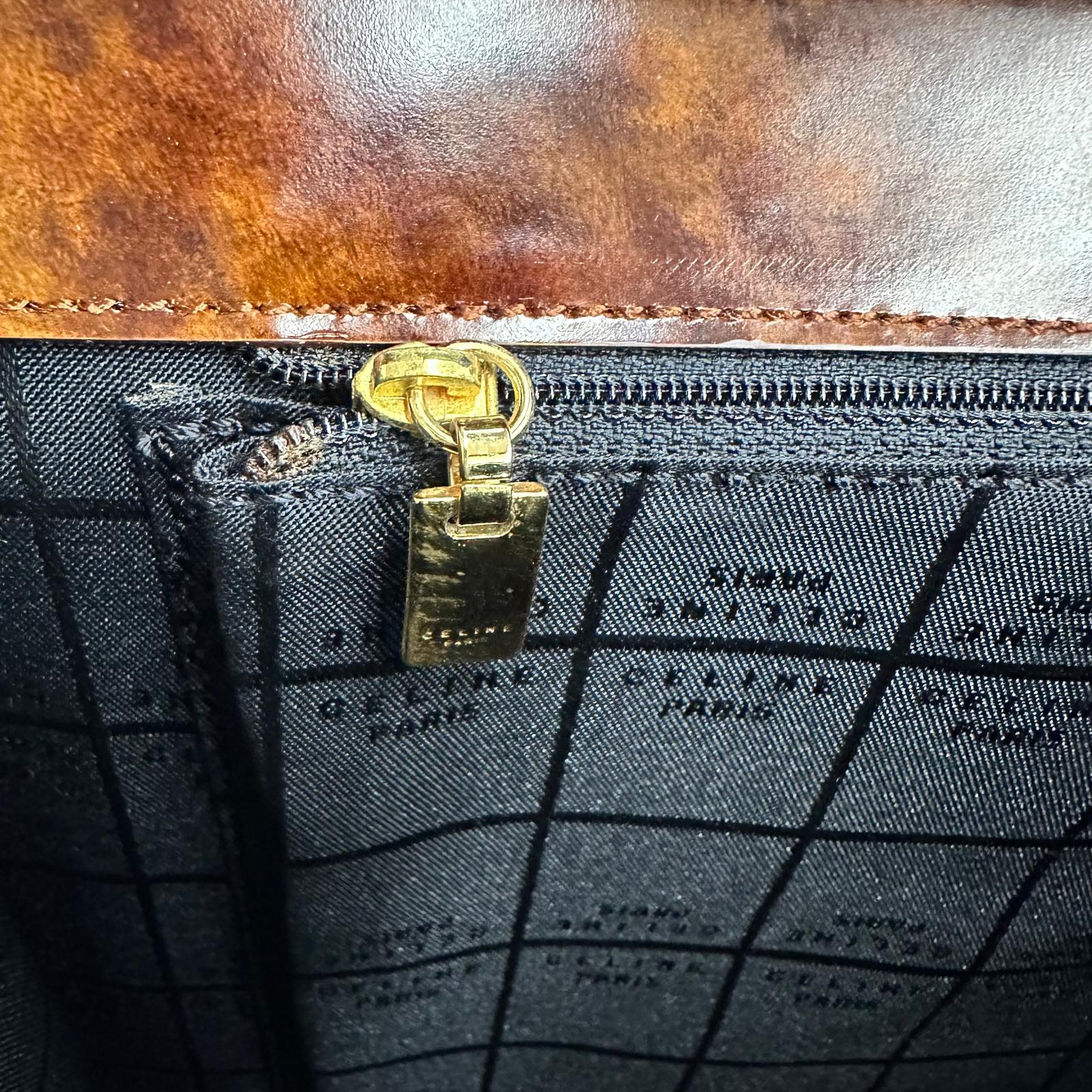 Céline Borsa Vintage Tweed Noisette in Pelle Effetto Radica