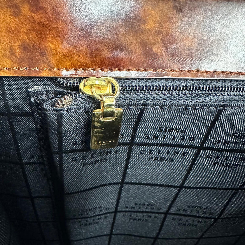 Céline Borsa Vintage Tweed Noisette in Pelle Effetto Radica