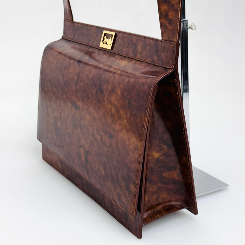 Céline Borsa Vintage Tweed Noisette in Pelle Effetto Radica