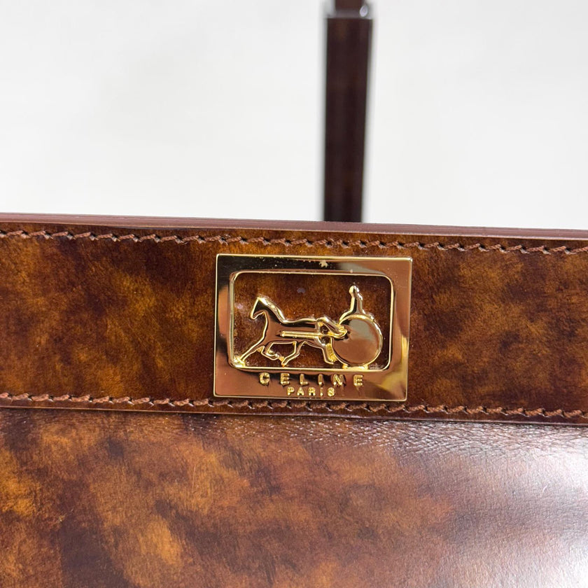 Céline Borsa Vintage Tweed Noisette in Pelle Effetto Radica
