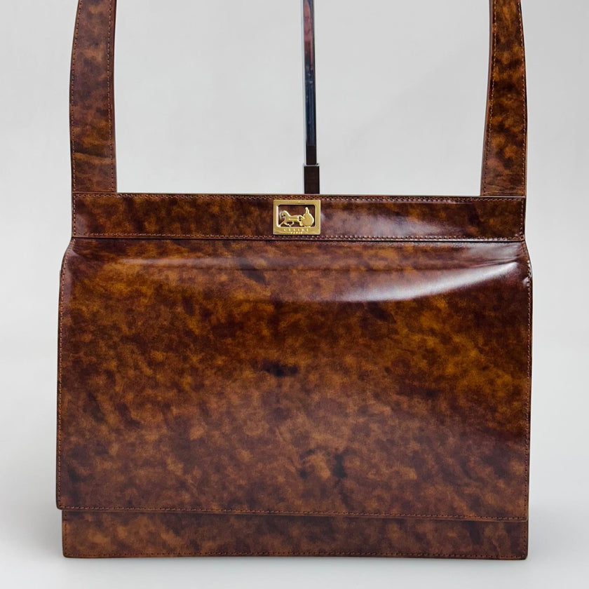 Céline Borsa Vintage Tweed Noisette in Pelle Effetto Radica