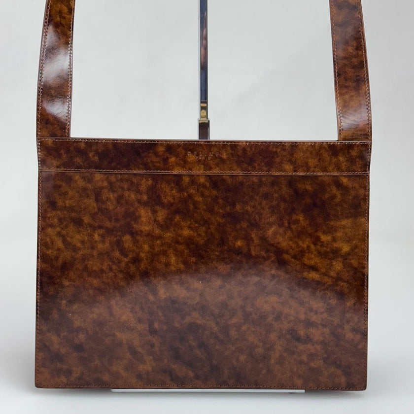 Céline Borsa Vintage Tweed Noisette in Pelle Effetto Radica