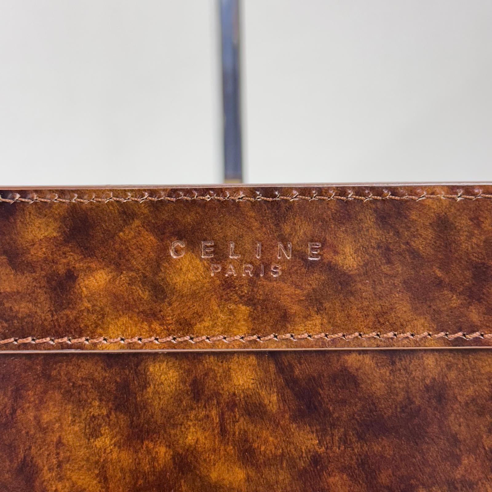 Céline Borsa Vintage Tweed Noisette in Pelle Effetto Radica