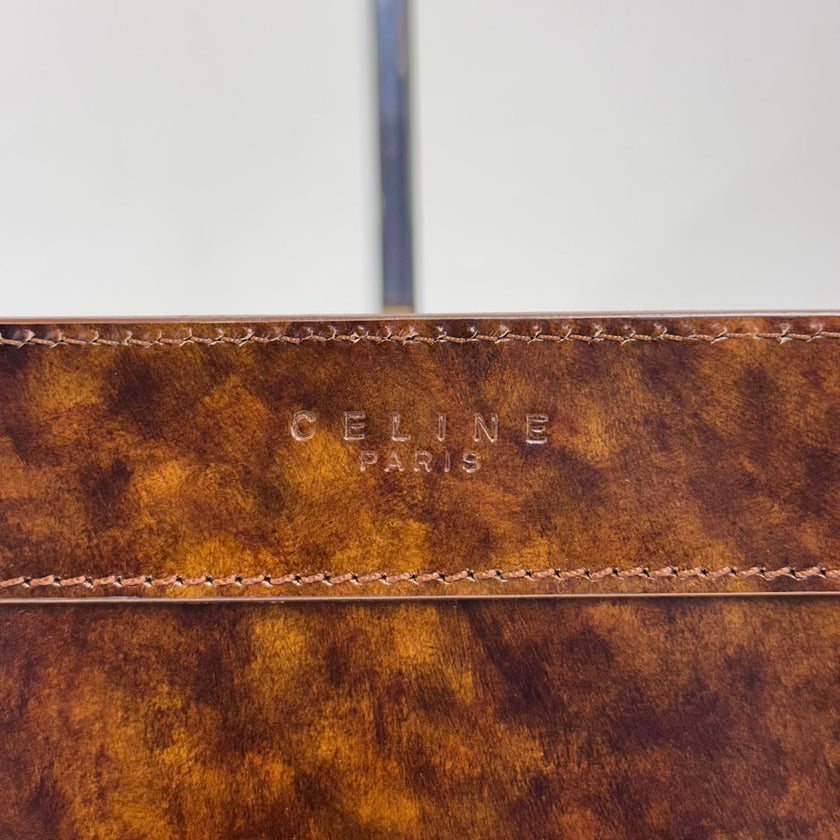 Céline Borsa Vintage Tweed Noisette in Pelle Effetto Radica