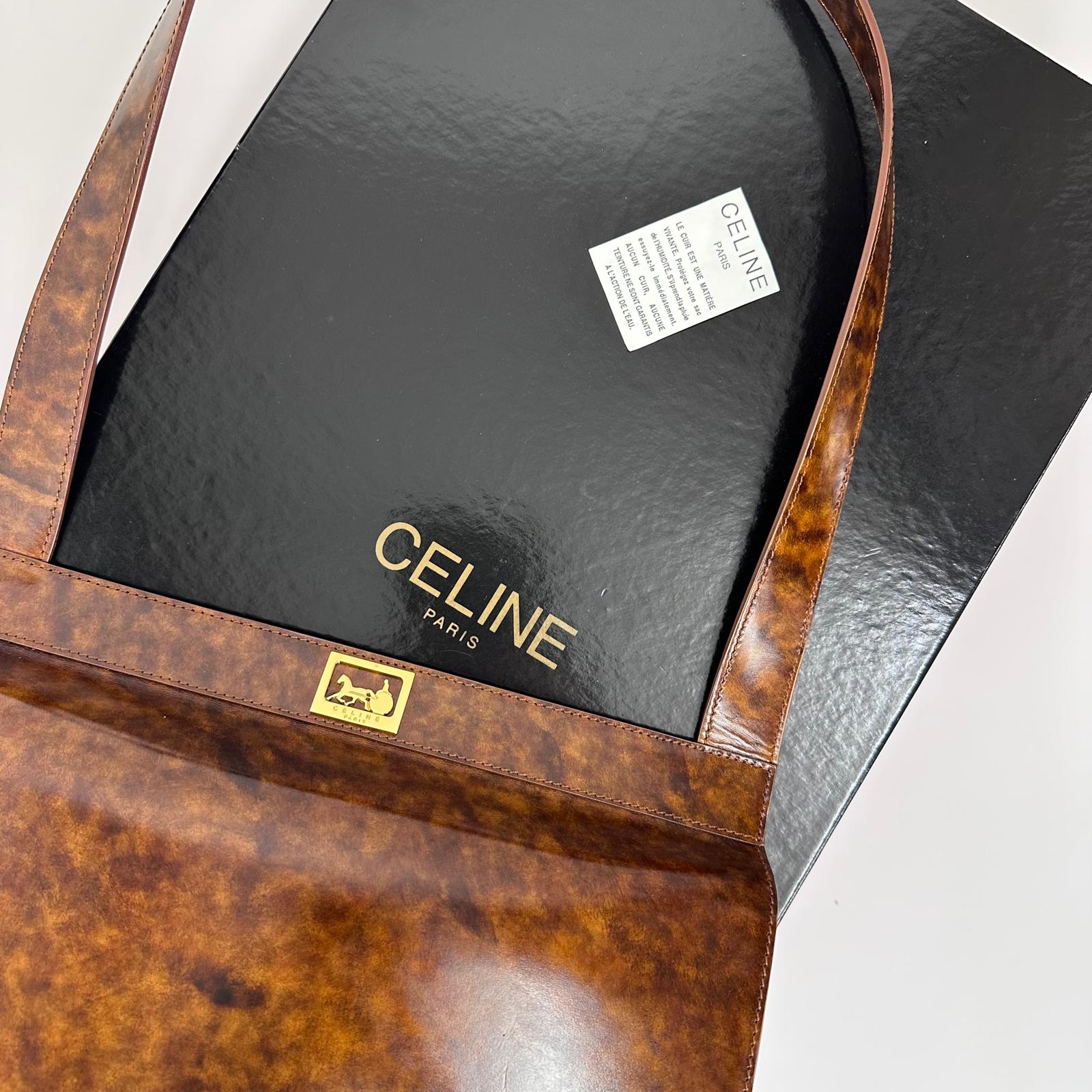 Céline Borsa Vintage Tweed Noisette in Pelle Effetto Radica