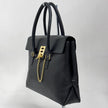 Céline Borsa a mano in pelle nera vintage con chiusura bijoux oro
